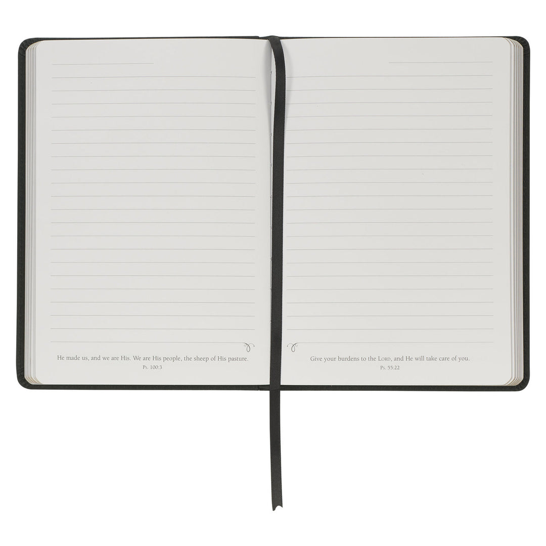 Blessed Charcoal Gray Faux Leather Classic Journal - Luke 1:45