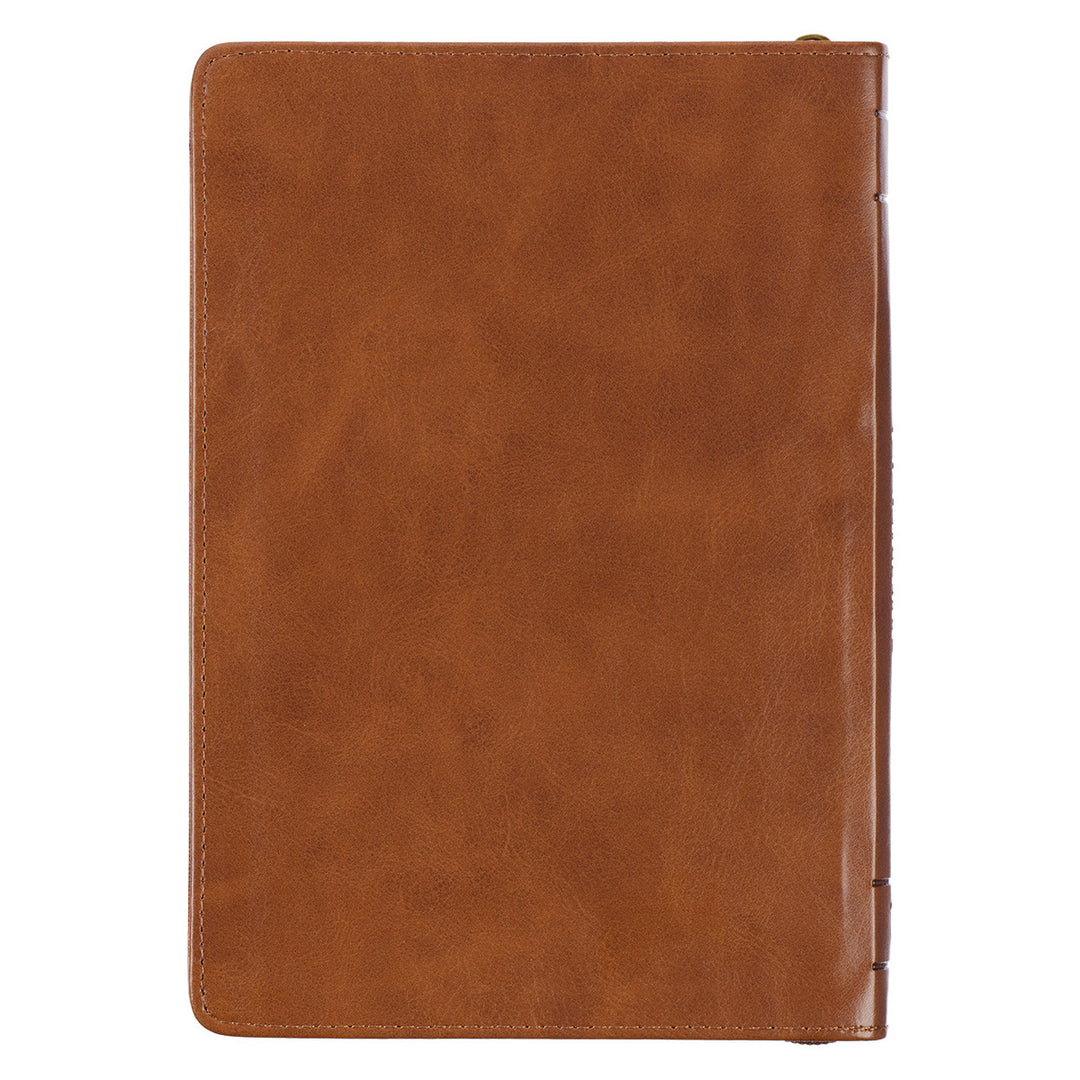 Be Strong Toffee Brown Faux Leather Classic Journal with Zippered Closure - Joshua 1:9