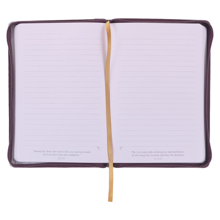 His Mercies are New Amethyst Purple Faux Leather Journal with Zipper Closure - Lamentations 3:22-23