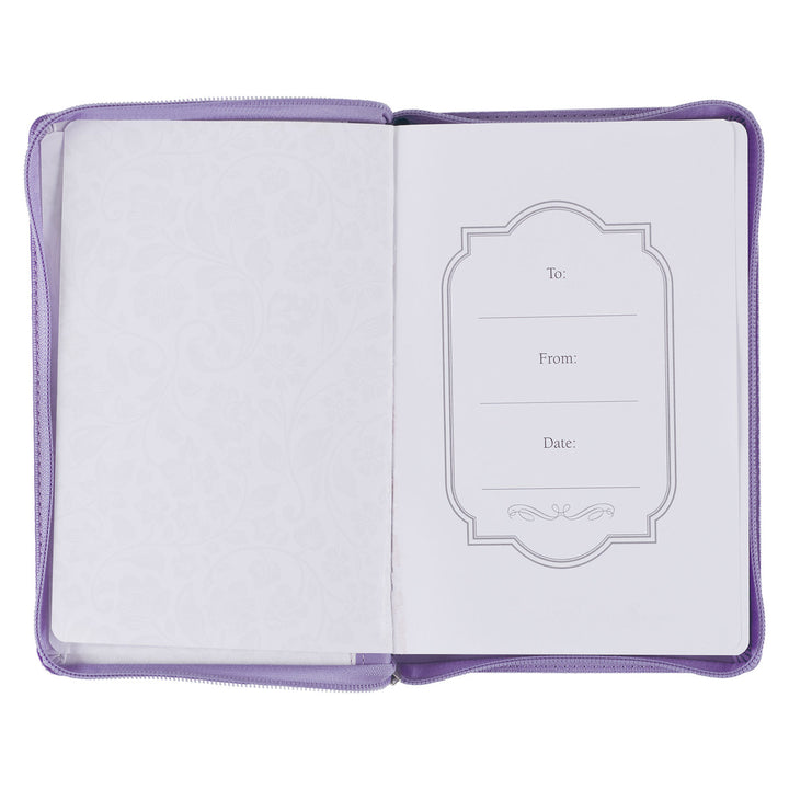 Be Still Purple Pasture Faux Leather Journal with Zippered Closure - Psalm 46:10