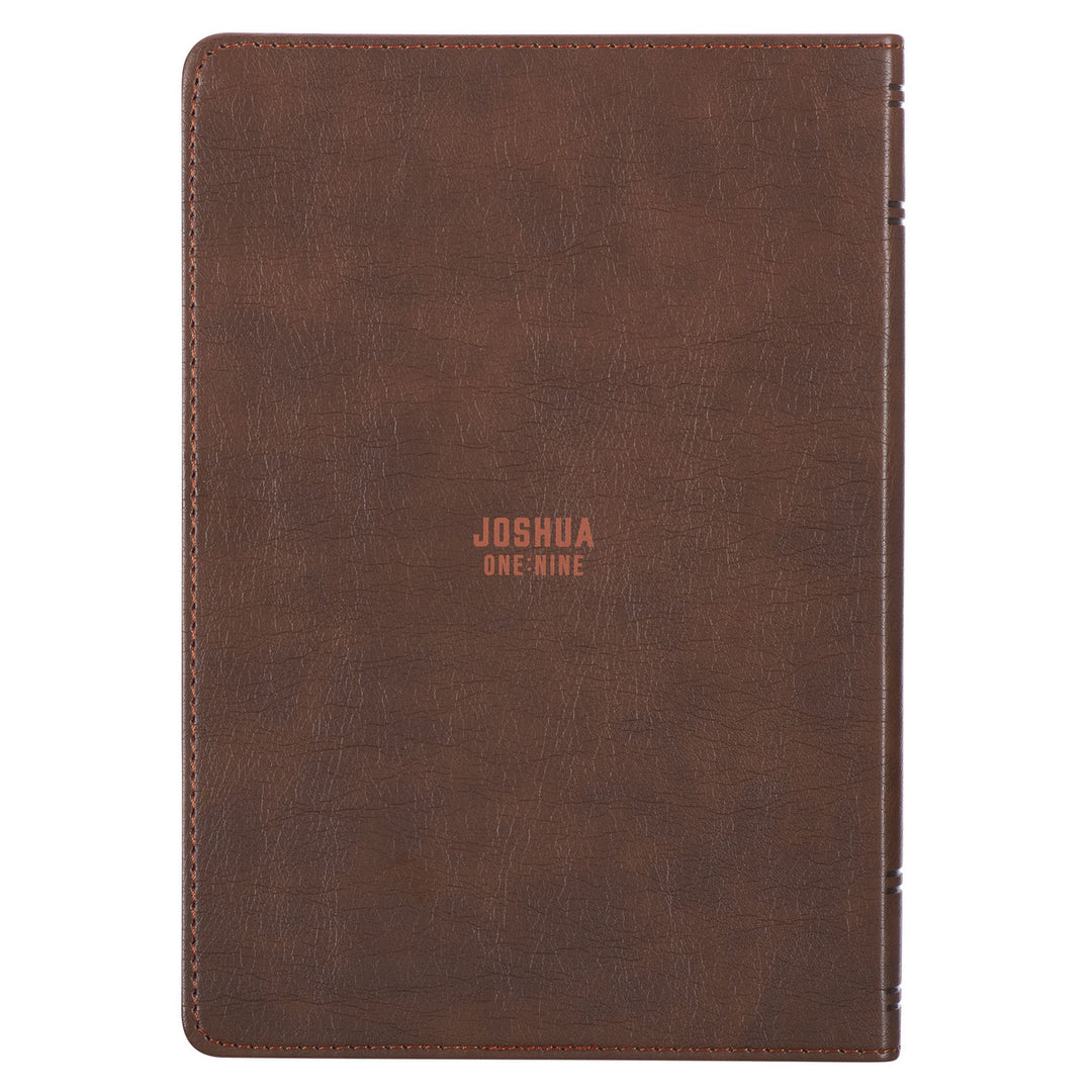 Lionface Strength and Courage Brown Faux Leather Classic Journal - Joshua 1:9