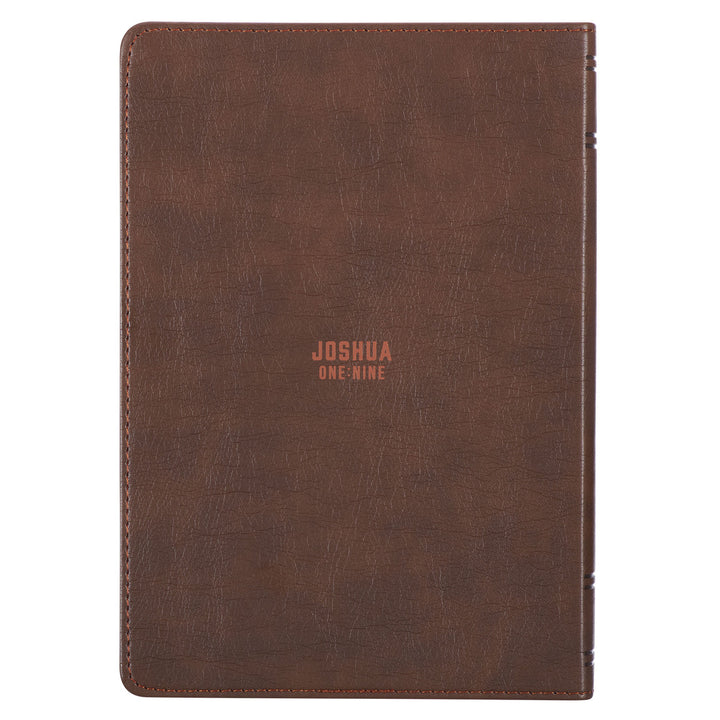 Lionface Strength and Courage Brown Faux Leather Classic Journal - Joshua 1:9