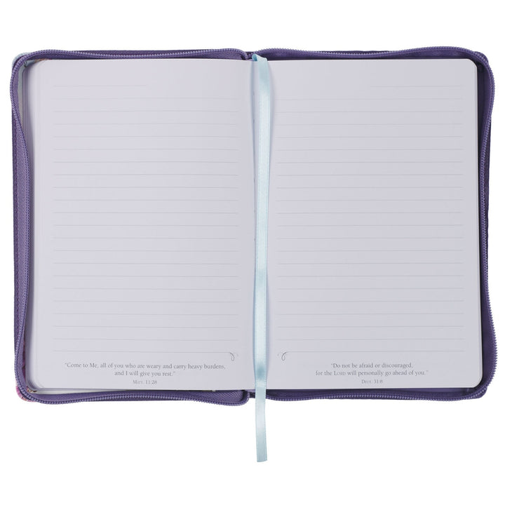 Strength & Dignity Hummingbird Purple Faux Leather Classic Journal with Zipper Closure - Proverbs 31:25