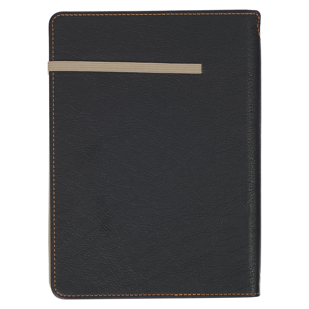 Trust in the Lord Black and Sand Faux Leather Classic Journal with Pen Holder - Proverbs 3:5