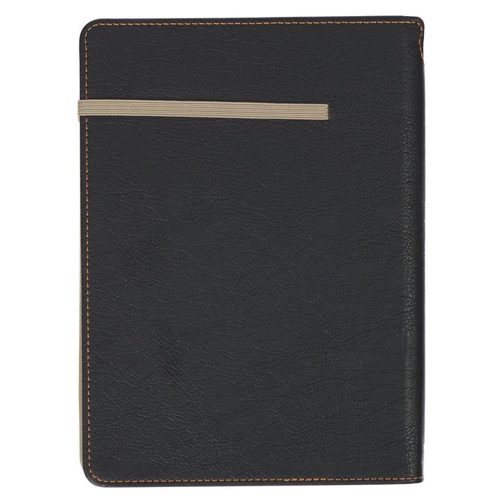 Trust in the Lord Black and Sand Faux Leather Classic Journal with Pen Holder - Proverbs 3:5