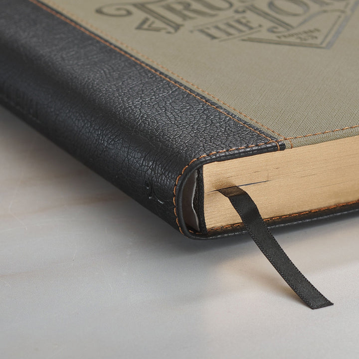 Trust in the Lord Black and Sand Faux Leather Classic Journal with Pen Holder - Proverbs 3:5