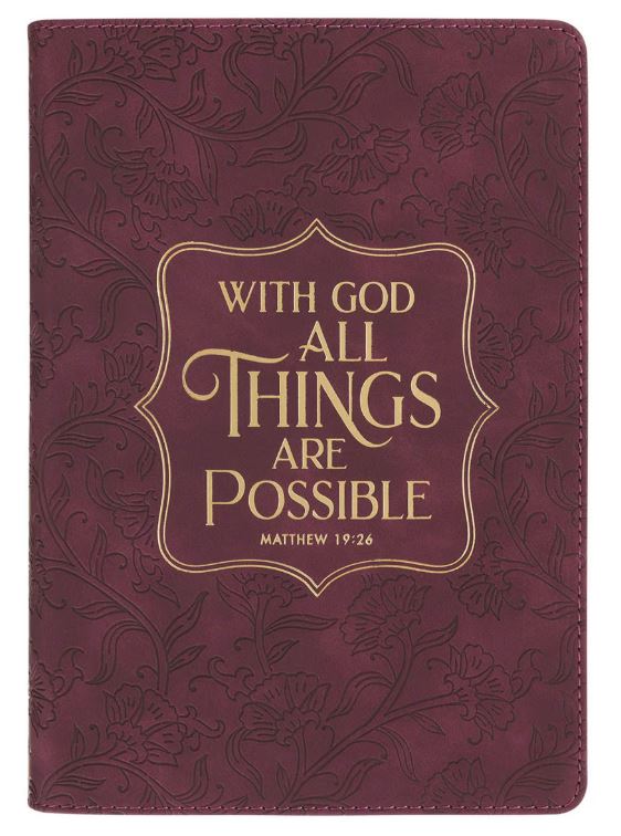 Things Are Possible Burgundy Faux Leather Classic Journal - Matthew 19:26