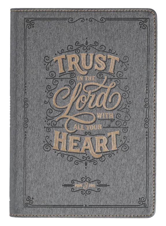 Trust in the Lord Charcoal Faux Leather Classic Journal - Proverbs 3:5