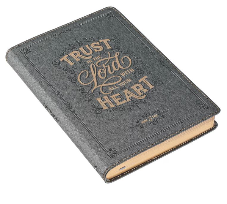 Trust in the Lord Charcoal Faux Leather Classic Journal - Proverbs 3:5