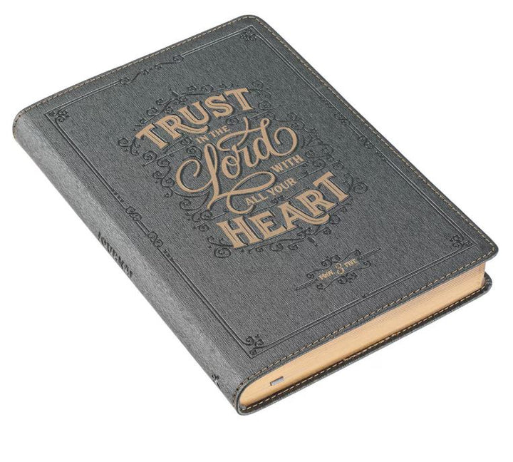 Trust in the Lord Charcoal Faux Leather Classic Journal - Proverbs 3:5