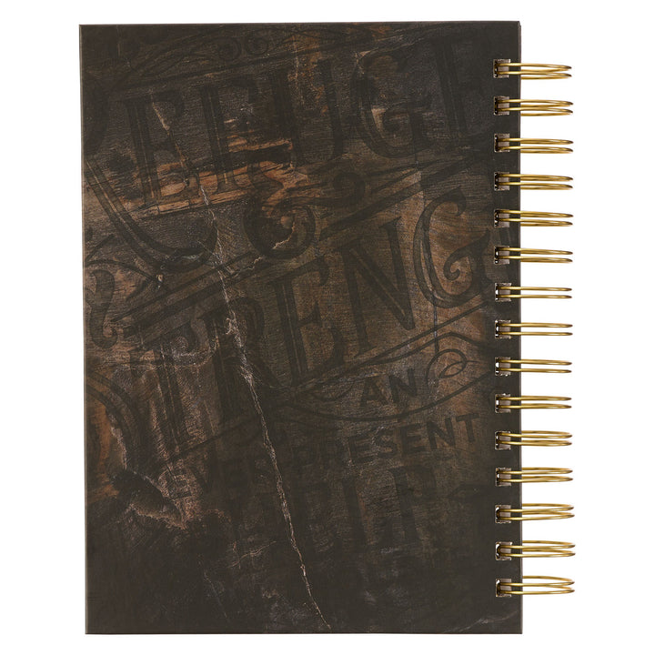 Refuge and Strength Brown and Black Woodgrain Wirebound Journal - Psalm 46:1