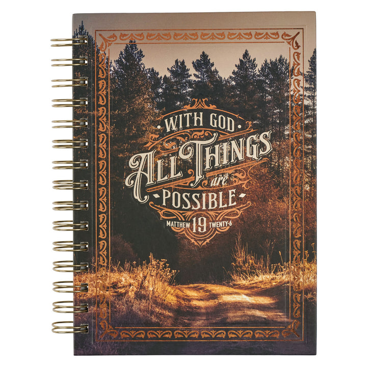 All Things Are Possible Pine Forest Large Wirebound Journal - Matthew 19:26