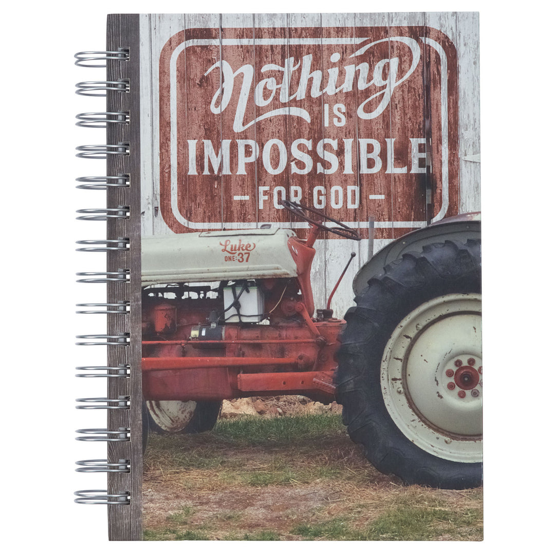 Nothing is Impossible Red Tractor Wirebound Journal - Luke 1:37