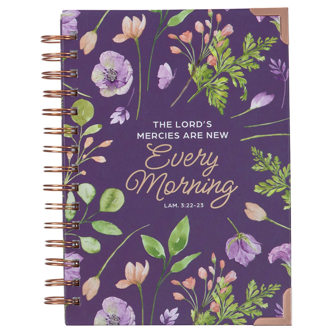 New Mercies Every Morning Purple Floral Wirebound Journal - Lamentations 3:22-23