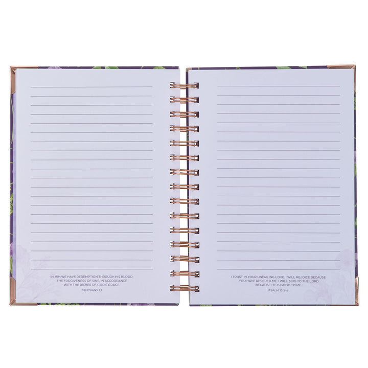 New Mercies Every Morning Purple Floral Wirebound Journal - Lamentations 3:22-23