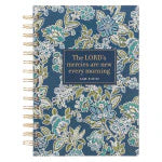 Morning Mercies Blue and Green Floral Spiral Journal - Lamentations 3:22-23
