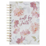Walk by Faith Pink Cosmos Spiral Journal - 2 Corinthians 5:7