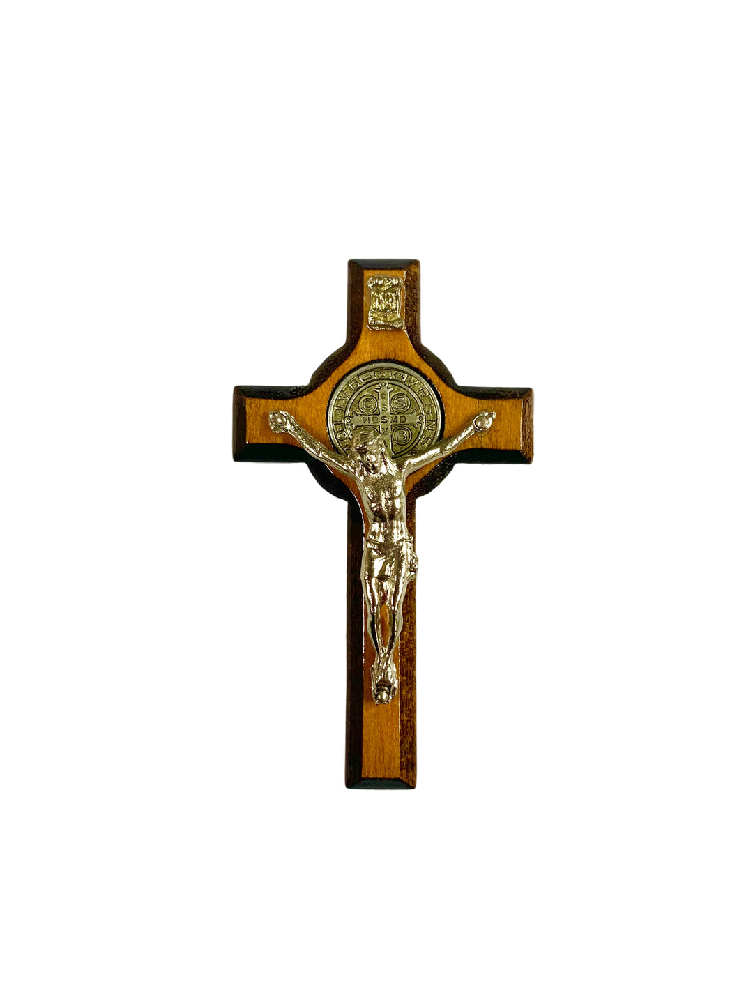3" Mini Wooden St. Benedict Wall Crucifix