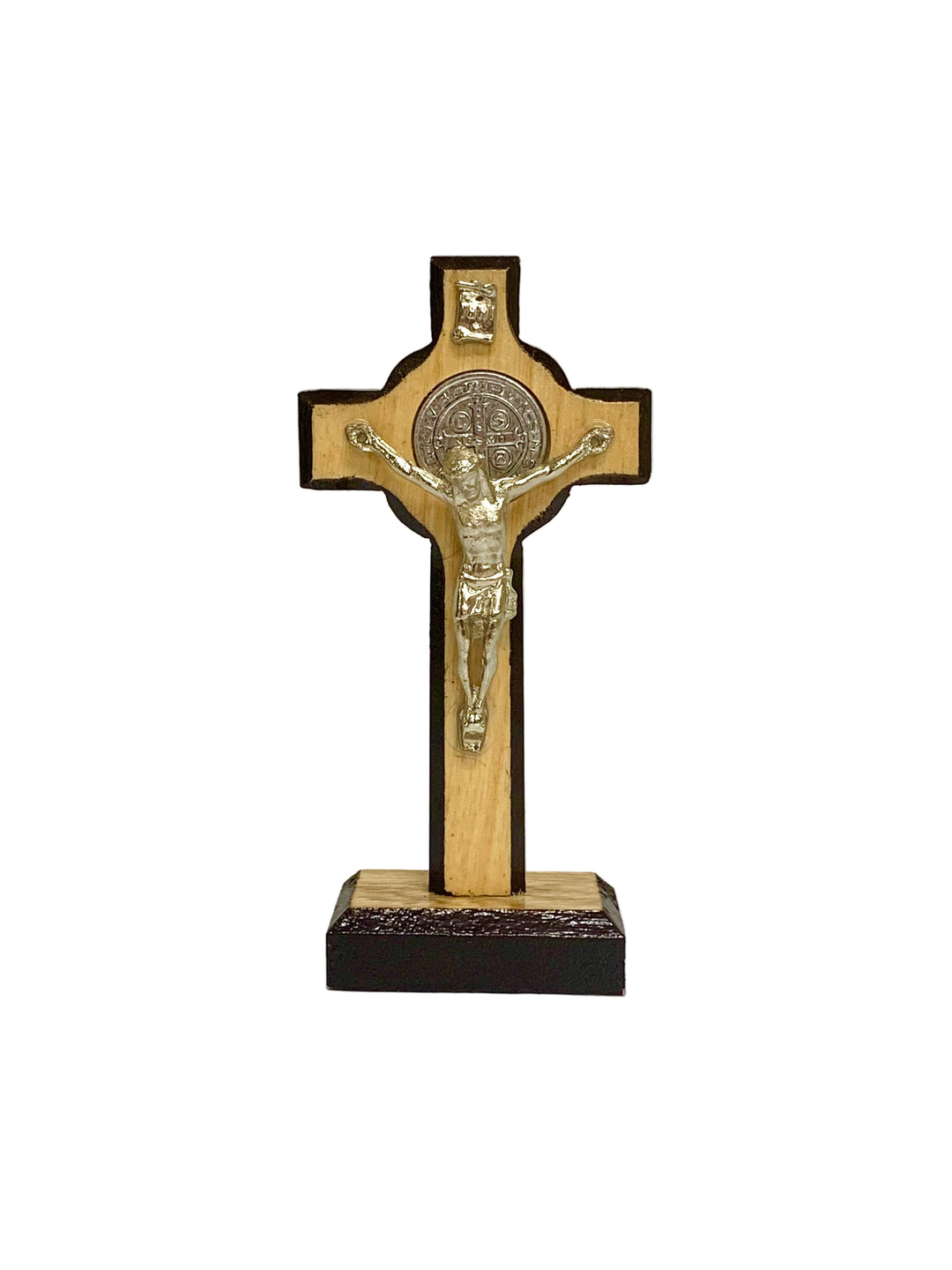 3.5" Mini Wooden St. Benedict Standing Crucifix