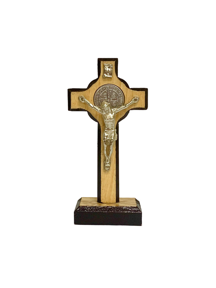 3.5" Mini Wooden St. Benedict Standing Crucifix