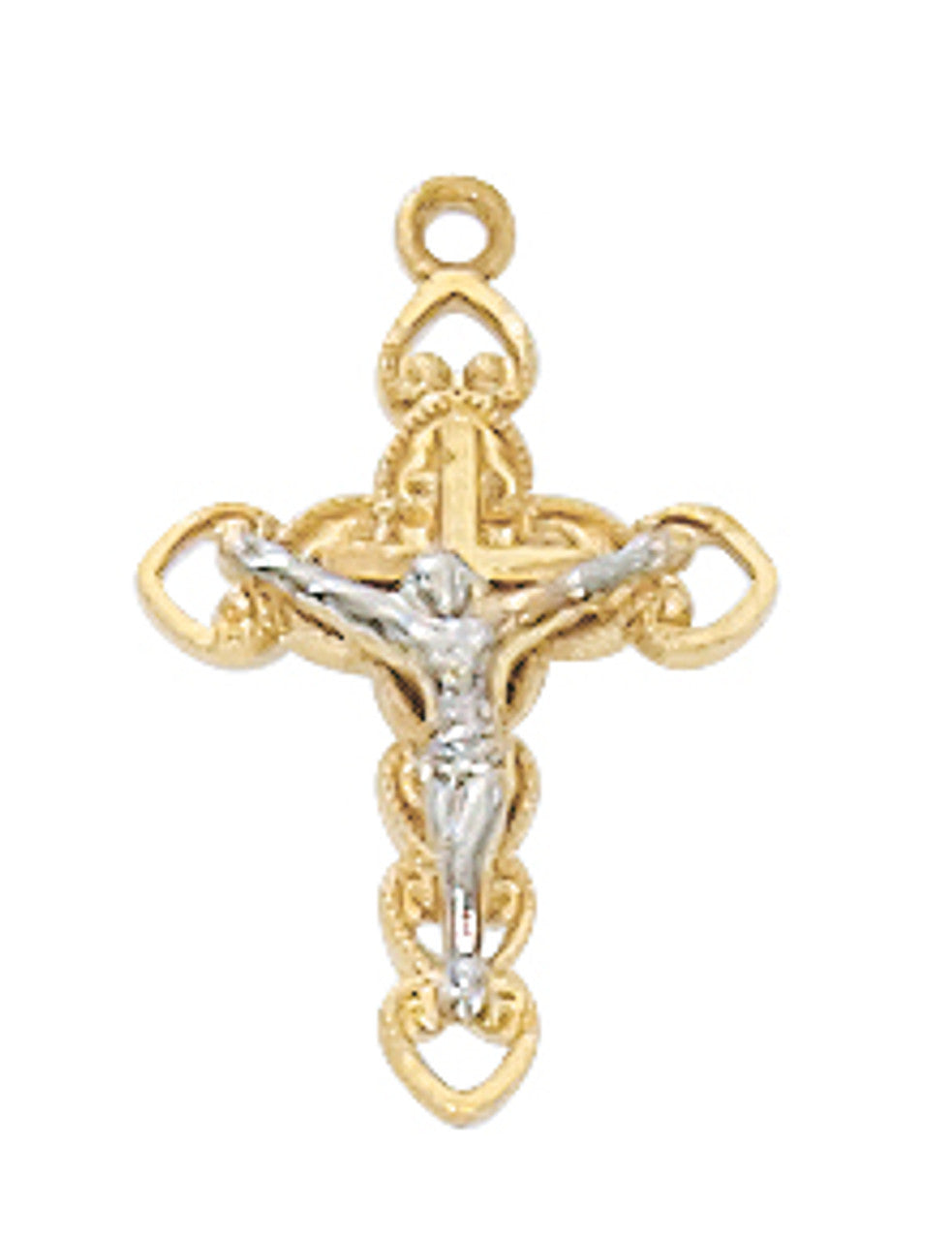 Gold over Sterling Silver Two Tone Crucifix on 16" Chain