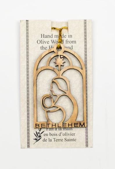 Olive Wood Mary & Jesus Ornament