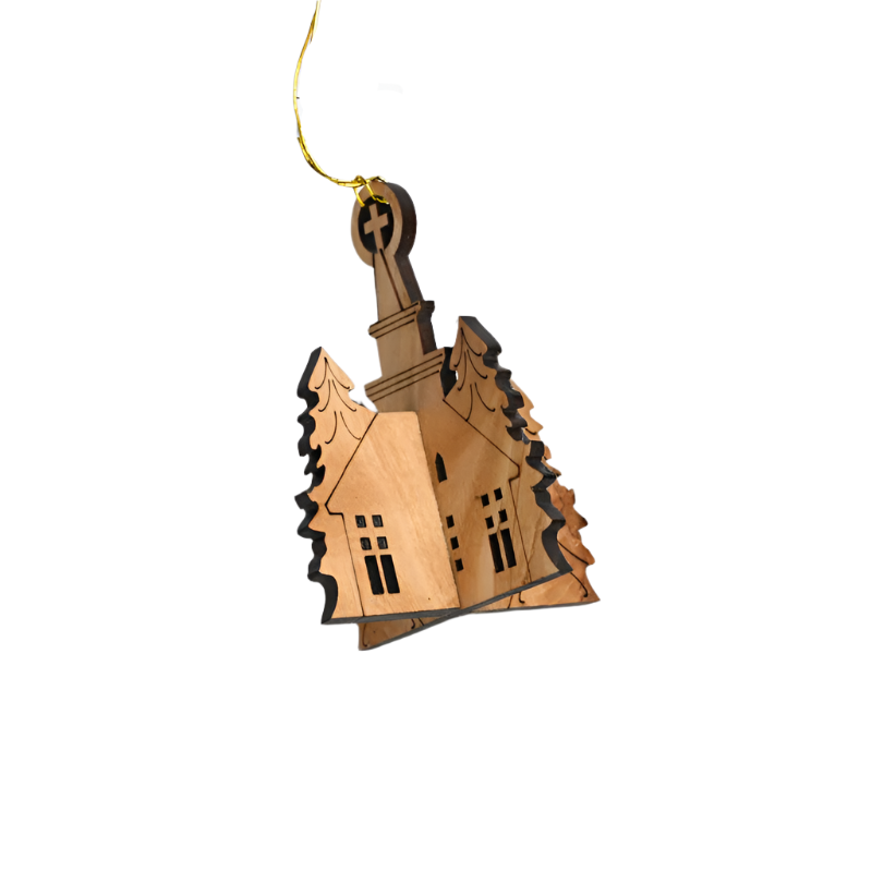 Olive Wood 3D Church Ornament