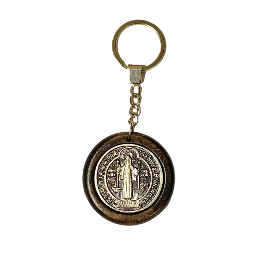 2" Wood & Metal St. Benedict Keychain