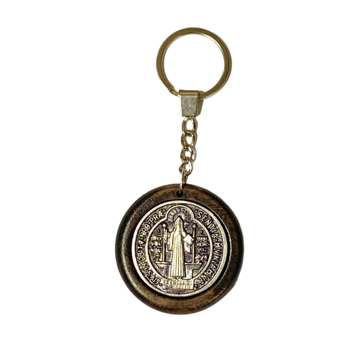 2" Wood & Metal St. Benedict Keychain