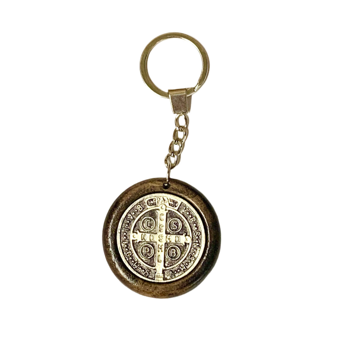 2" Wood & Metal St. Benedict Keychain