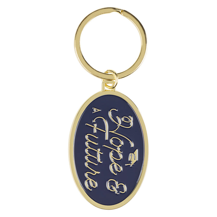 Hope and a Future Blue Oval Metal Key Ring - Jeremiah 29:11