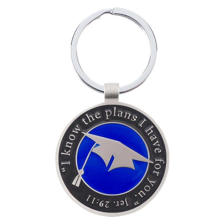 Hat and Tassel Graduation Key Ring in Tin - Jeremiah 29:11