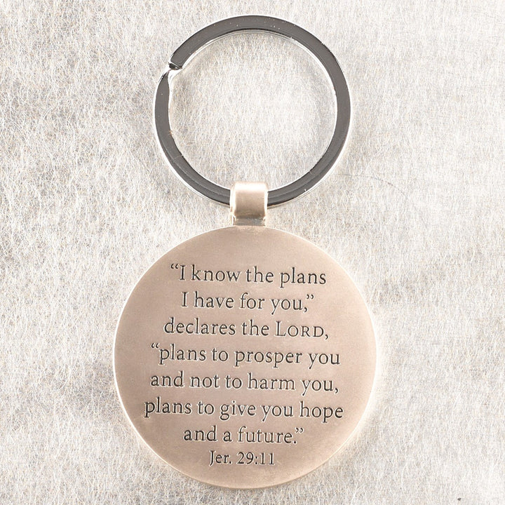 Hat and Tassel Graduation Key Ring in Tin - Jeremiah 29:11