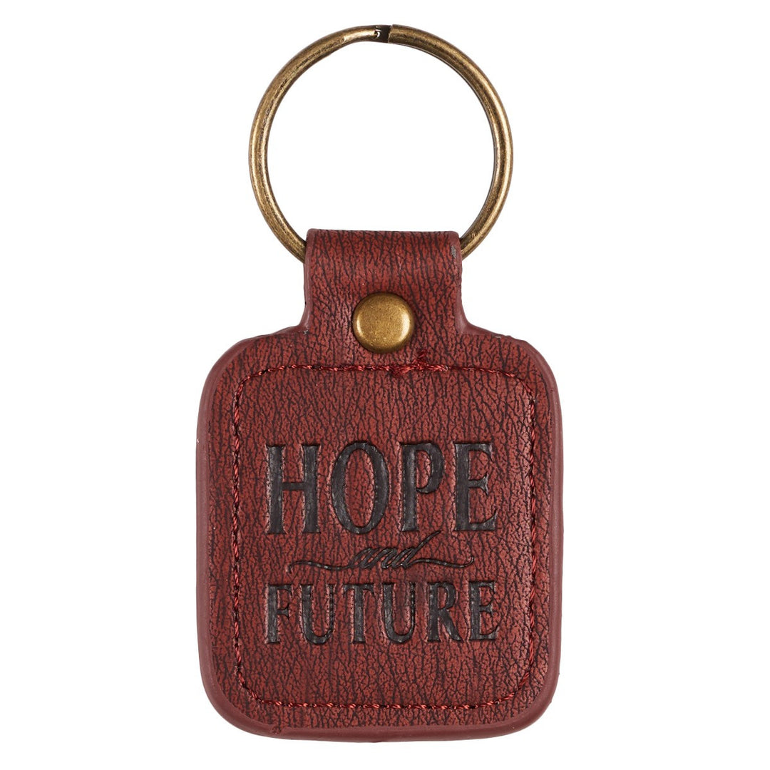 Journey Brown Faux Leather Key Ring - Jeremiah 29:11