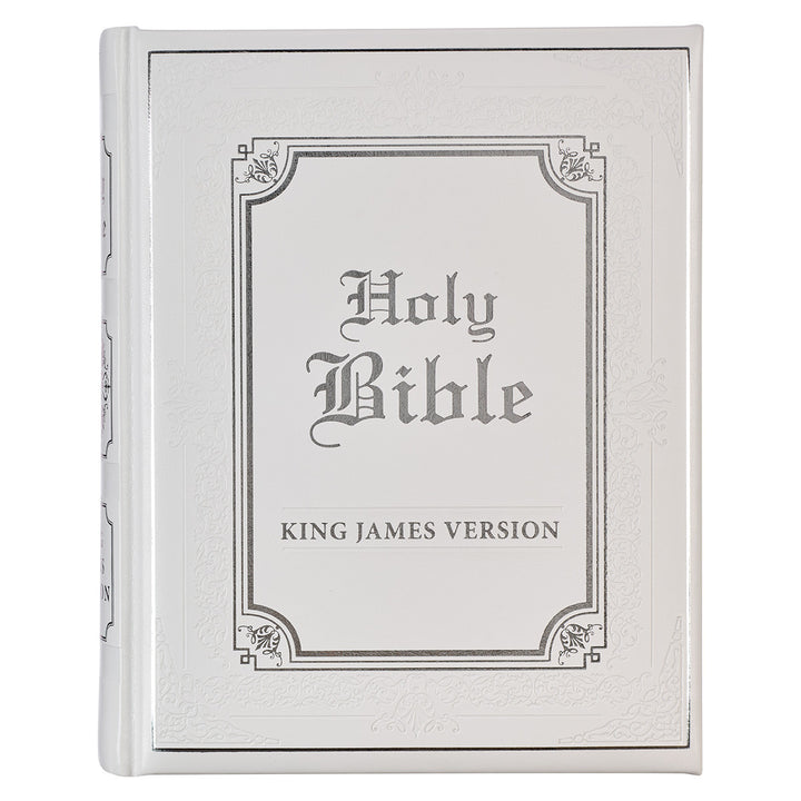 White Faux Leather King James Version Family Bible