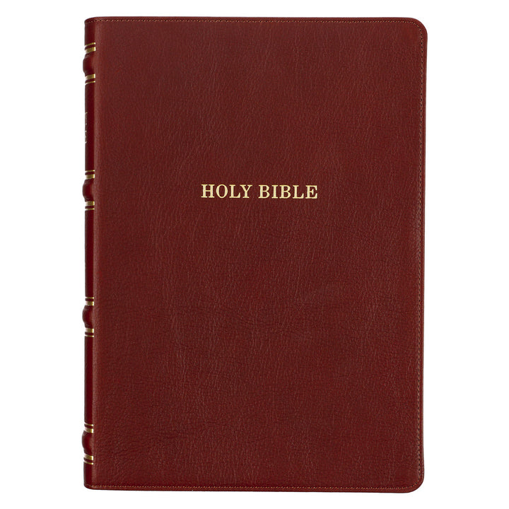 Saddle Tan Full Grain Leather King James Version Study Bible with Thumb Index