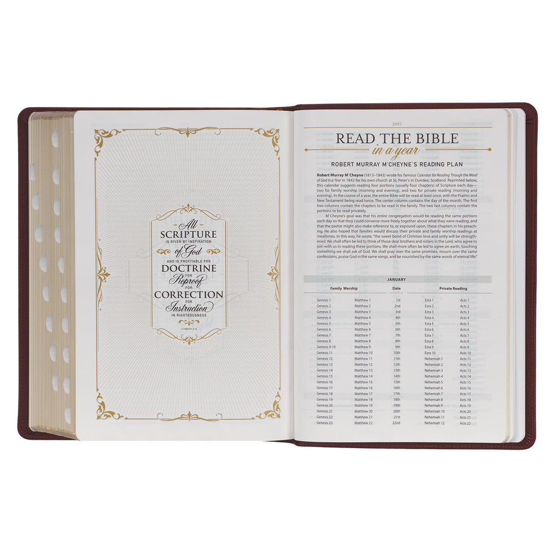 Saddle Tan Full Grain Leather King James Version Study Bible with Thumb Index