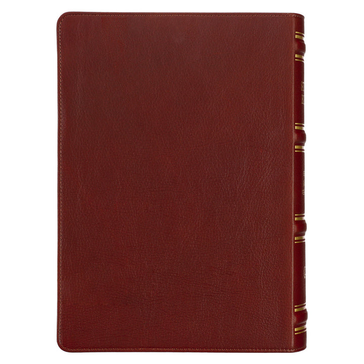 Saddle Tan Full Grain Leather King James Version Study Bible with Thumb Index