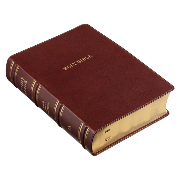 Saddle Tan Full Grain Leather King James Version Study Bible with Thumb Index