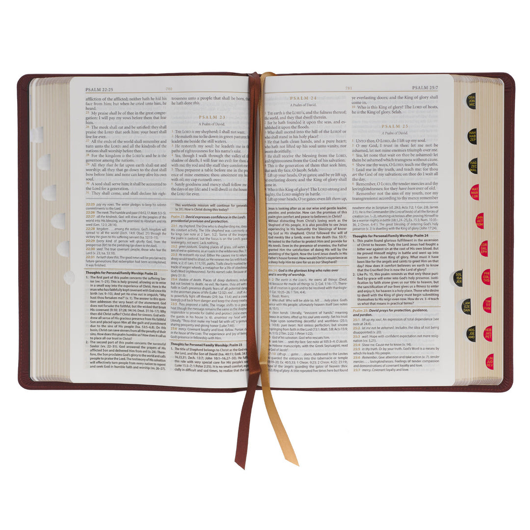 Saddle Tan Full Grain Leather King James Version Study Bible with Thumb Index