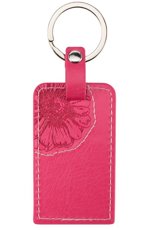All Things are Possible Bright Pink Faux Leather Key Ring - Matthew 19:26