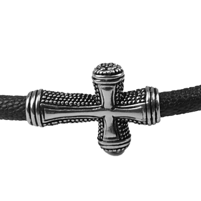 Men's Textured Cross Bracelet