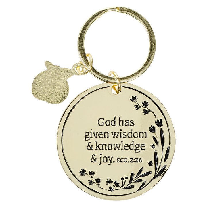 Great Teacher Epoxy-coated Metal Keychain with Charm - Ecclesiastes 2:26