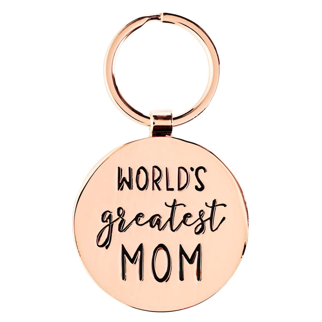 World's Greatest Mom Peach Floral Keychain