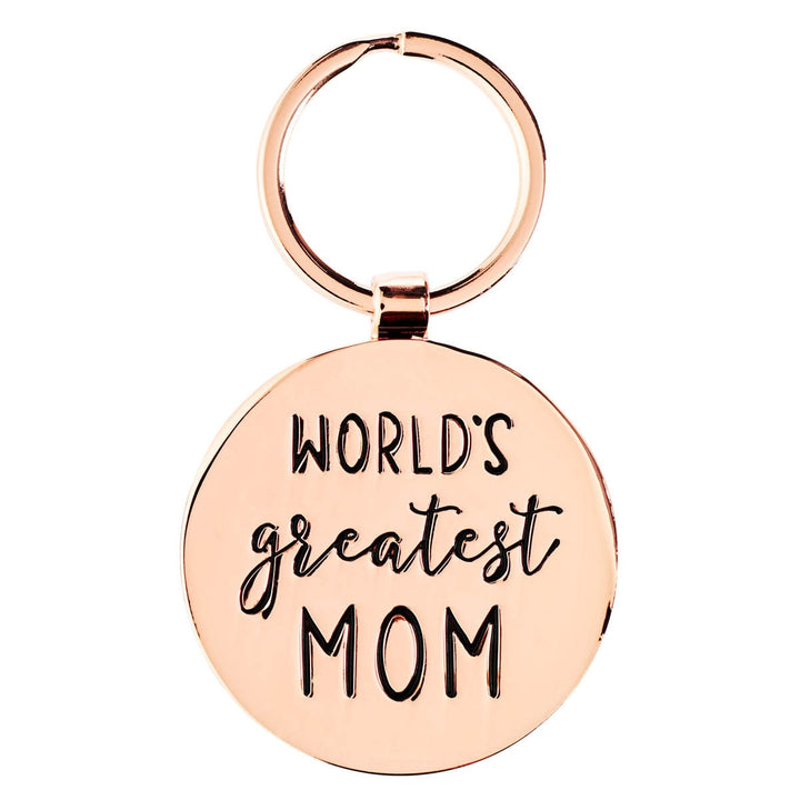 World's Greatest Mom Peach Floral Keychain