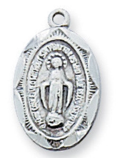 13" Sterling Silver Miraculous Medal Baby Necklace