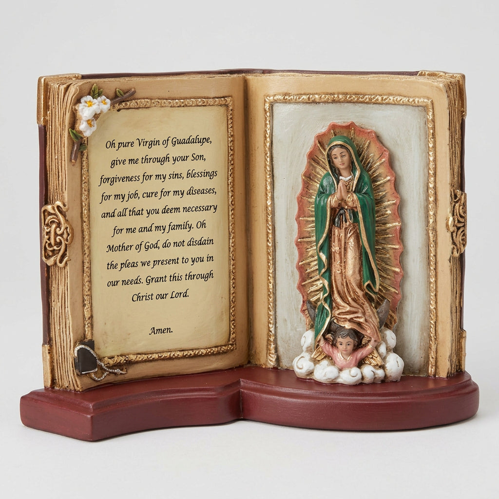 9" Our Lady of Guadalupe Book Standing Plaque