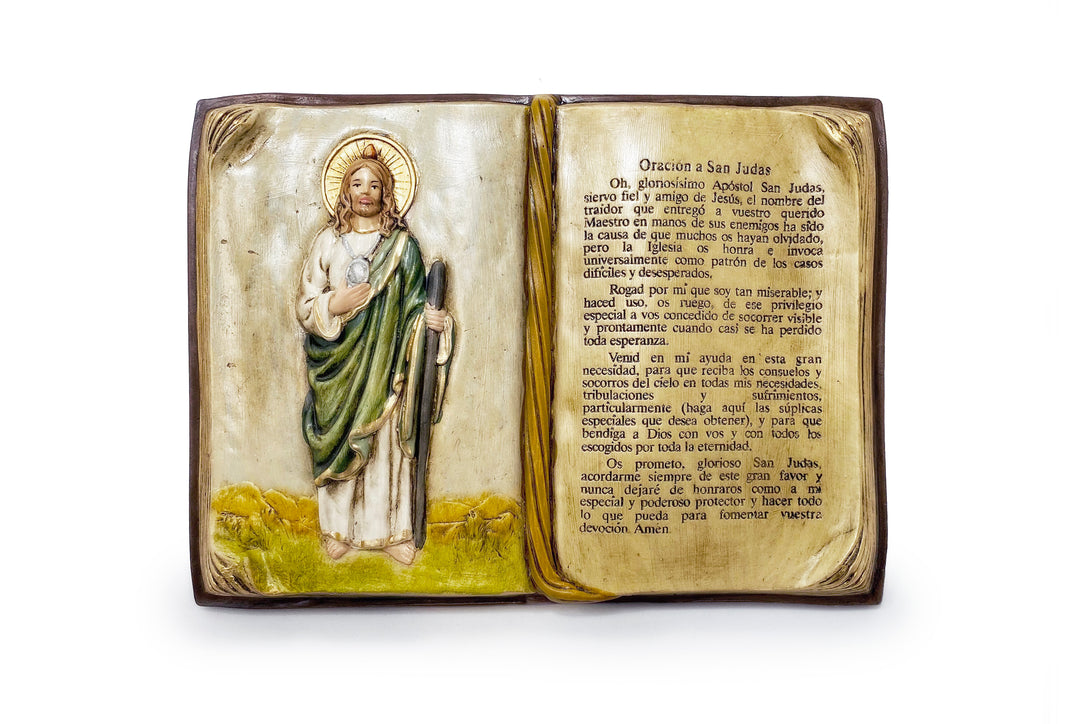 9" Handmade St. Jude Book Plaque - Spanish
