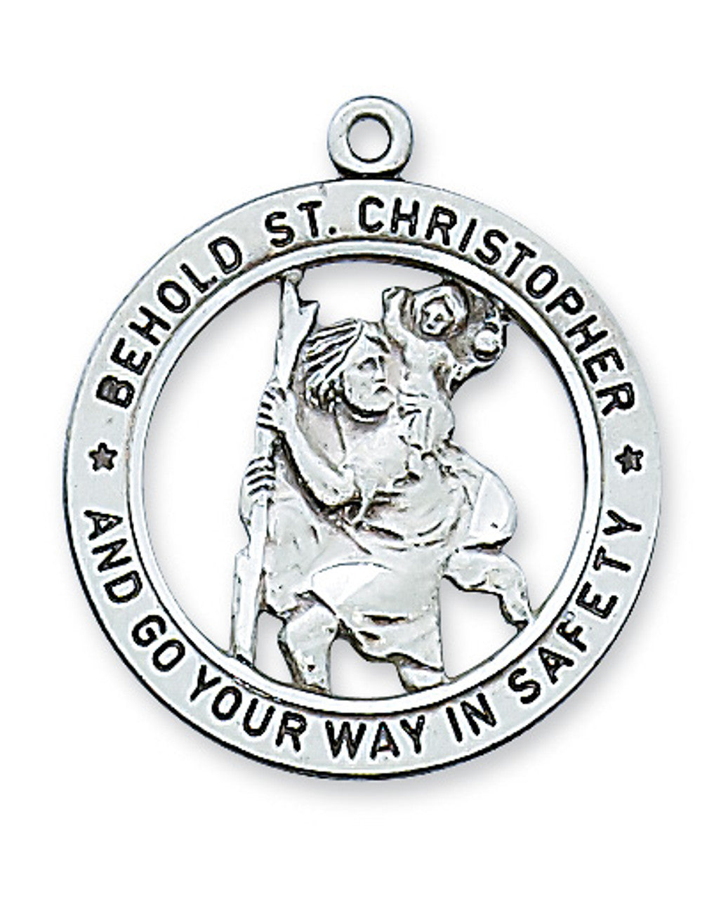 Sterling Silver St. Christopher 24" with Stainless Steel Chain