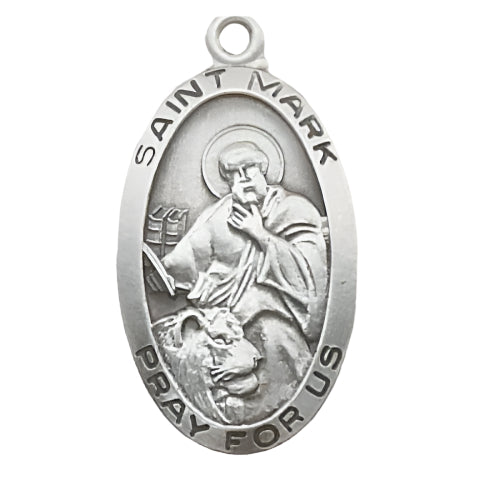 Sterling Silver St. Mark Medal on 24" Chain